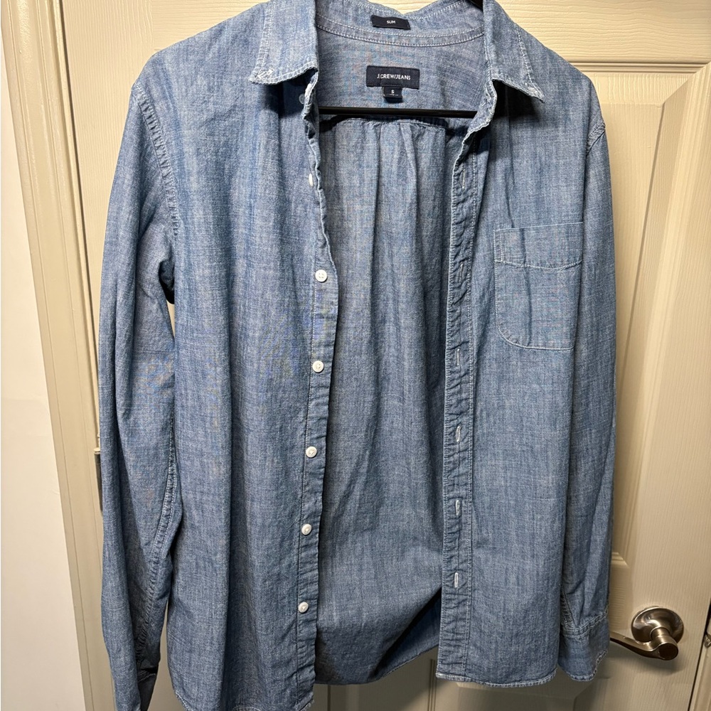 J. Crew Light Blue Chambray Casual Button Down Shirt